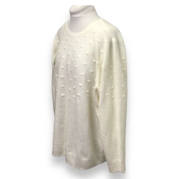 Croft & Barrow® Women’s Plus Puff-Sleeve Bobble Sweater, White, size 2X - Picture 3 of 8